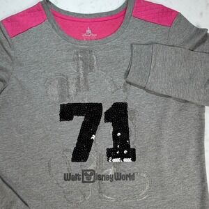 Disney Parks Walt Disney World Mickey Mouse 71 Sequined Gray Sweatshirt Womens M